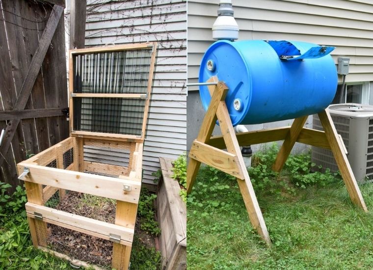 DIY compost bin from recycled materials